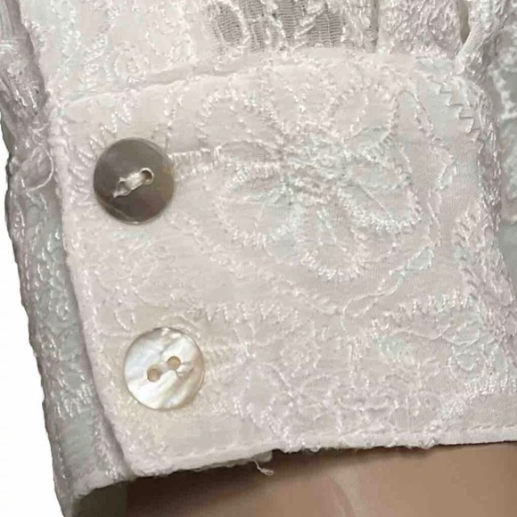 Anthropologie Meadow Rue Blouse White Button Down Lace Embroider Blouse Size Med - Picture 4 of 10